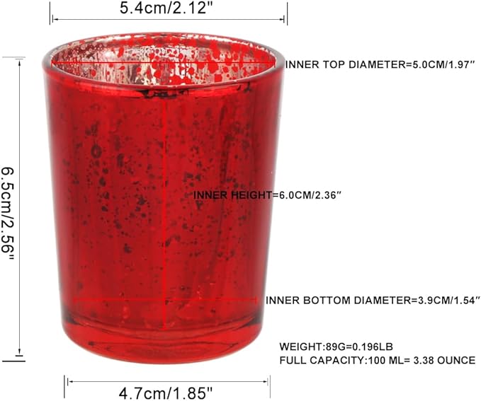 Red Mercury Glass Tea Light Holders Set of 36 - Image 2
