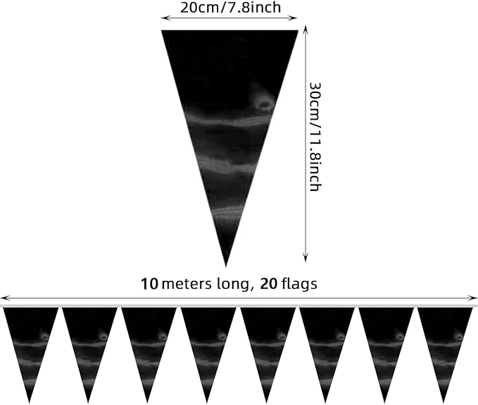 20M/65FT Black Triangle Pennant Banner Flag Metallic Fabric Bunting Garland - Image 2