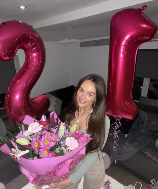 Hot Pink Number 21 Balloon 40 inch, Number 21 Birthday Balloon - Image 6