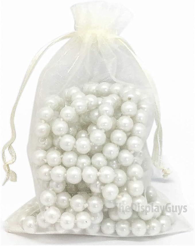 TheDisplayGuys 48-Pack 4x6 Cream/Beige Sheer Organza Gift Bags - Image 3