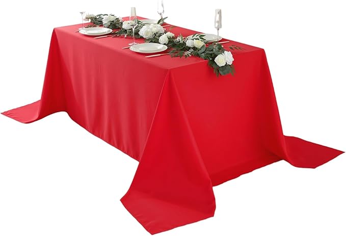 Craft And Party Red Rectangle Tablecloth, 90 x 156 Inch, Polyester Fabric by CraftAndParty