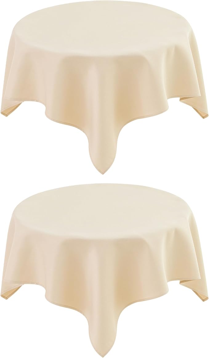 2 Pack Small Square Table Cloth 36X36 Inch Beige Washable Fabric Tablecloth by mylacerhome
