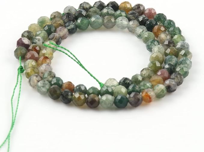 Song Xi 90pcs 4mm Natural Indian Agate Gemstone Beads Faceted Round Loose Stone - Image 5