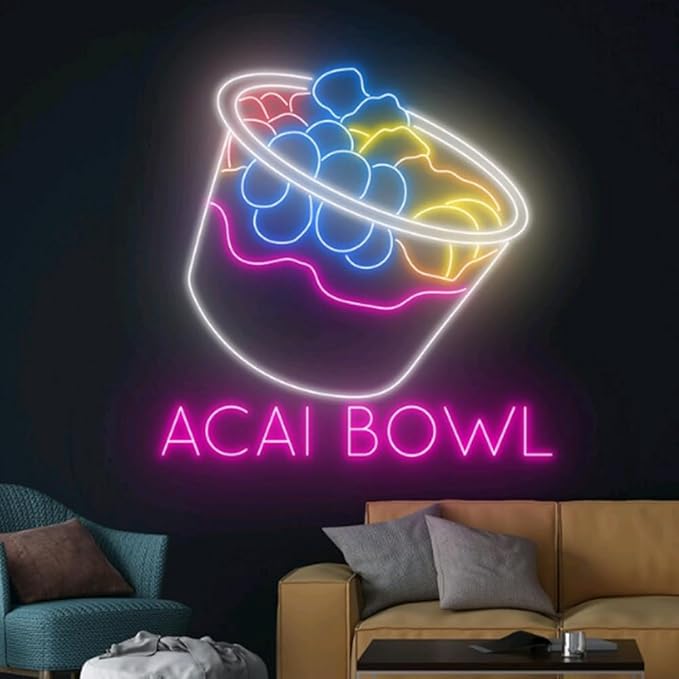 Acai Bowl Neon Sign, Acai Bowl LED Light, Acai Bowl Fruit Neon Light, Open Led - Image 5