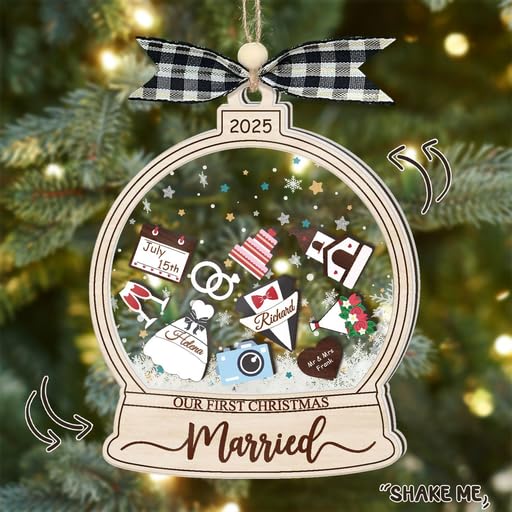 Personalized Wedding Shake Ornament, Custom Bride and Groom Christmas Ornament - Image 2