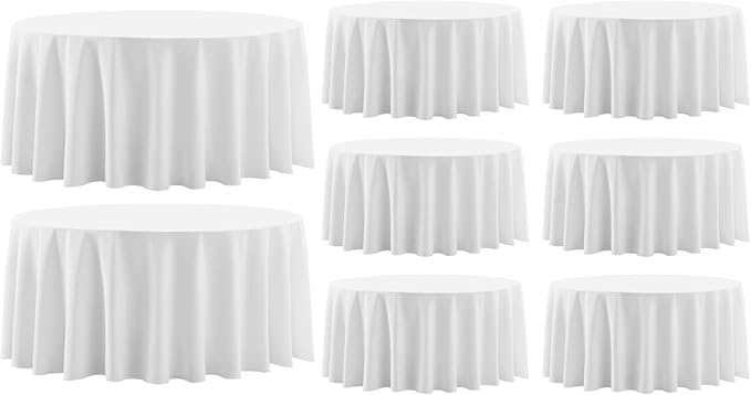 Round Tablecloth 132 Inch 8 Pack White Tablecloths Washable Decorative Linen by AOCOZHomeLifeMuseum