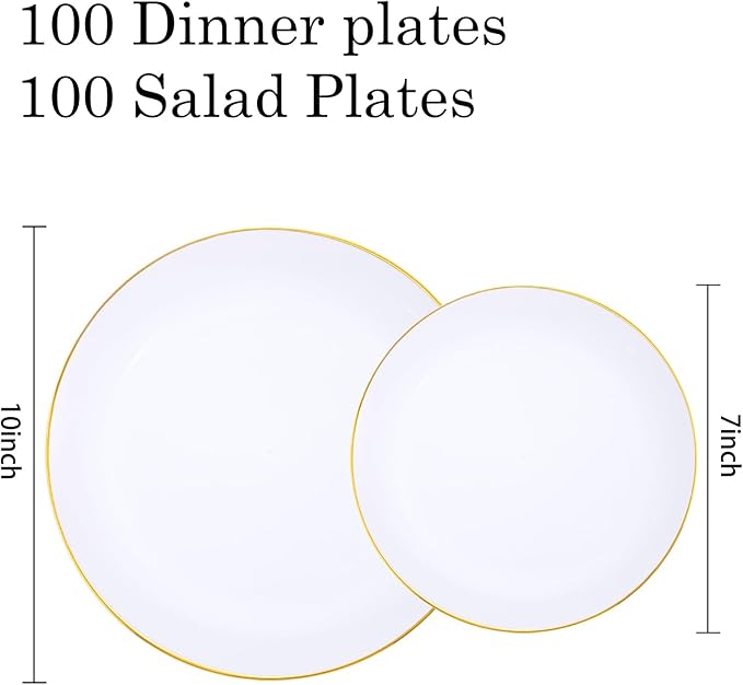 KIRE 200PCS Gold Plastic Plates - Image 3