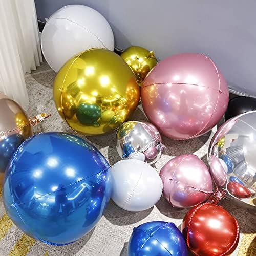 6 Pack Pearl Pink 22 Inch 4D Foil Balloons Big 360 Degree Round Sephere Mylar - Image 4
