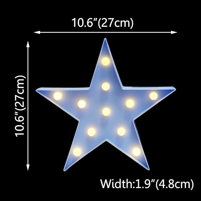 LED Marquee Star Sign Night Light, Battery Operated Star Shaped Desk Table Lamp - Image 5