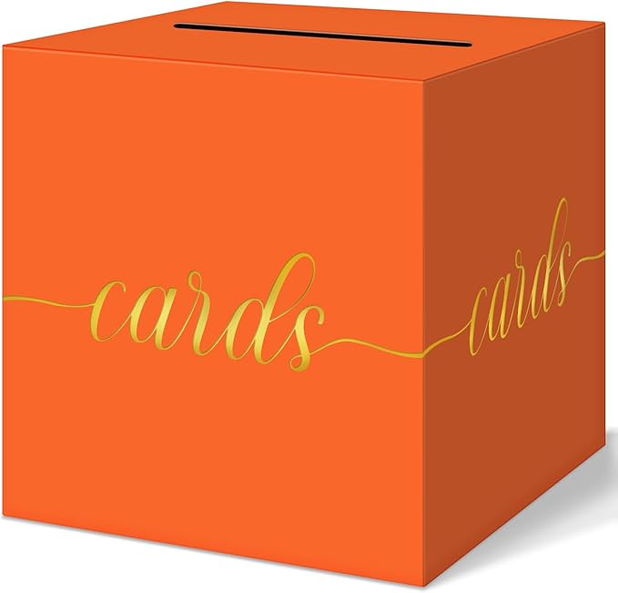 QIKSION Orange Graduation Card Box, Graduation, Wedding Reception, Baby Shower by QIKSION