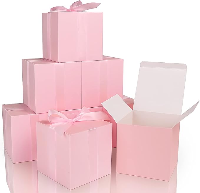 COTOPHER Small Gift Boxes 25 Pack 6x6x6 inches Pink Gift Boxes by COTOPHER