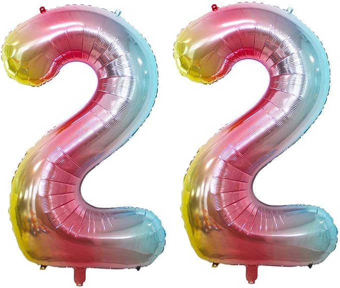 GOER Rainbow Foil Balloons Number 2, Huge Number Balloons - Image 5