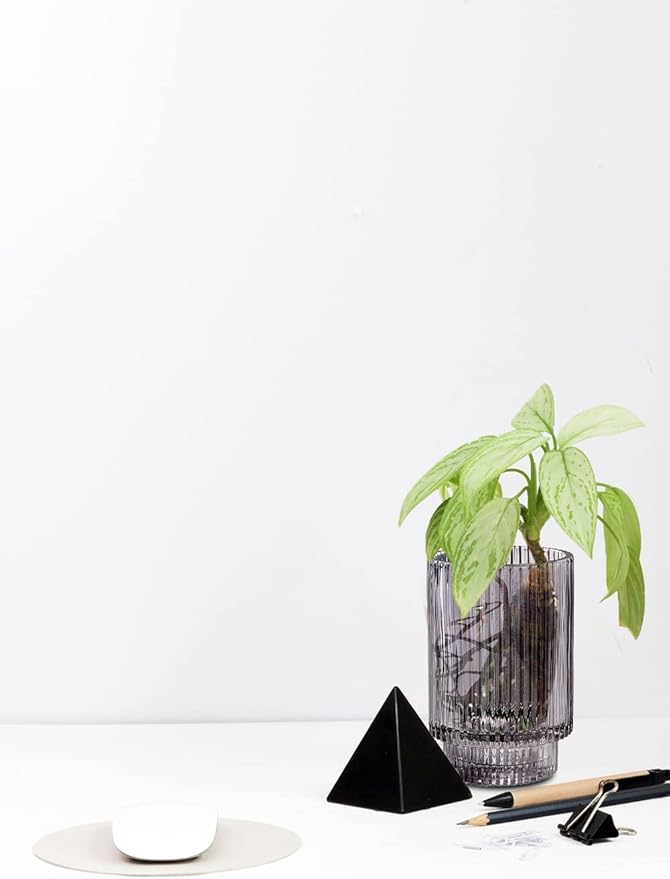 Serene Spaces Living 3.75in Smoke Ribbed Glass Votive Holder, Decorative - Image 2