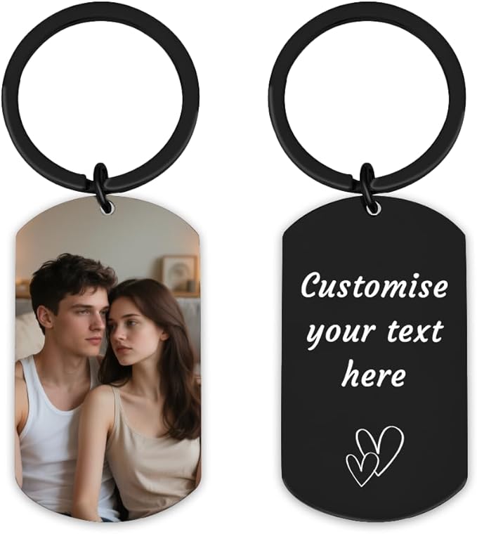 Personalised Keyring with Custom Photo & Text by Unknown