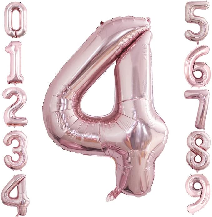 GOER 2 Pcs 42 Inch Rose Gold Foil Balloons Number 4, Huge Number Balloons by GOER