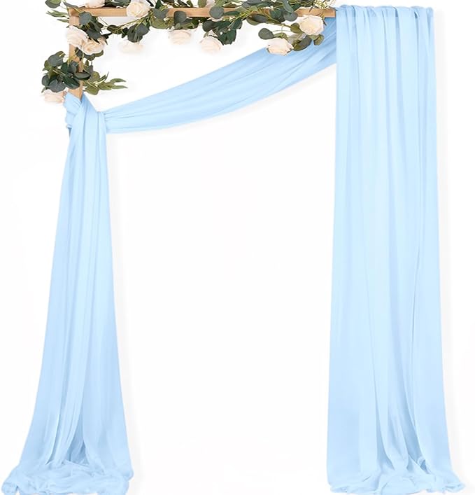MLMC Baby Blue Wedding Arch Draping Fabric 1 Panel 29" x 20 FT Extra Long Gauze by MLMC