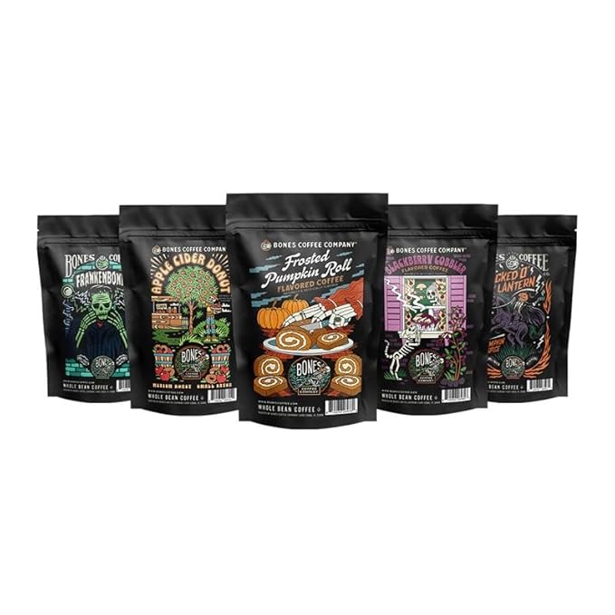 Bones Coffee Company Fall Favorites Pack, 5 Assorted Flavored Coffee Low Acid - Image 2