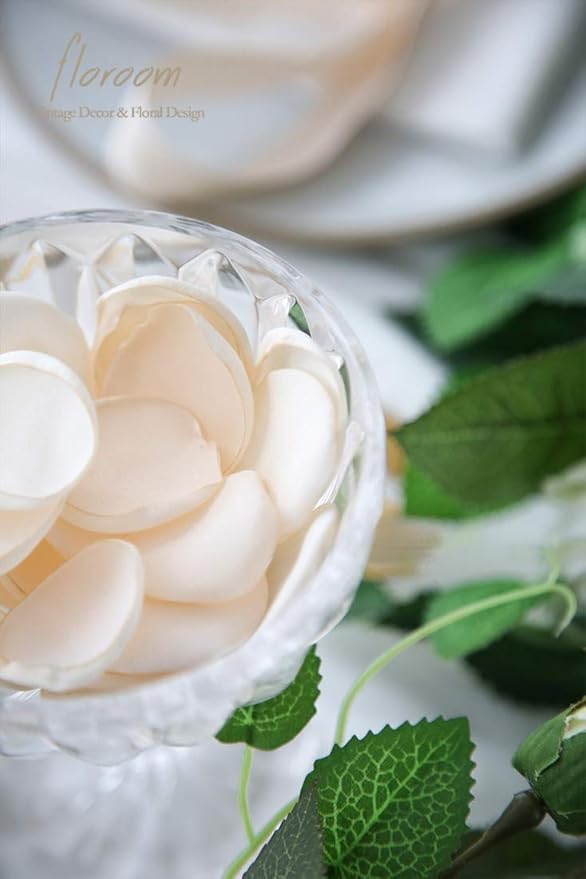 Floroom 500pcs Rose Petals Cream Faux Silk Flower Petals - Image 6