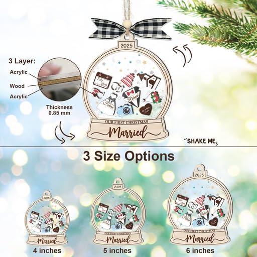 Personalized Wedding Shake Ornament, Custom Bride and Groom Christmas Ornament - Image 5