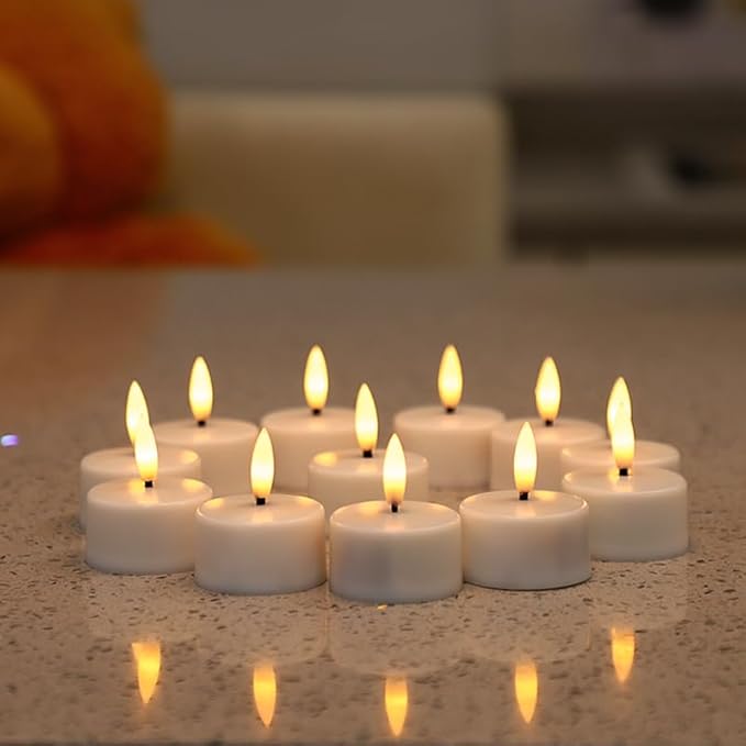 Rechargeable LED Tea Lights, Flickering Flameless Candles - Image 3