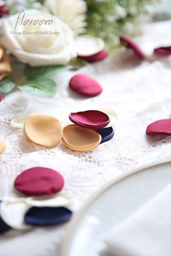 Floroom 500pcs Rose Petals Burgundy Navy Faux Silk Flower Petals - Image 4