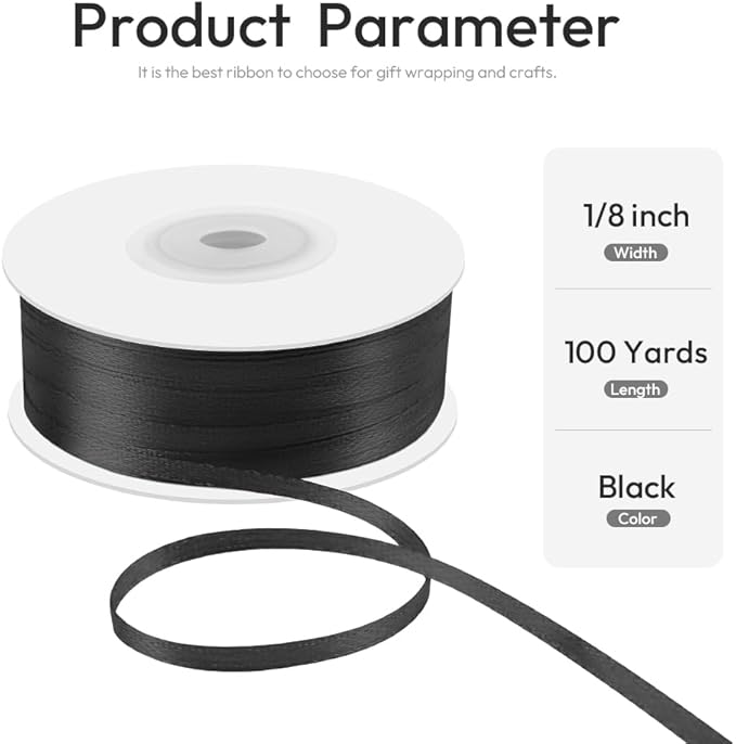 1/8" x 100 Yards Double Faced Satin Ribbon - Image 2