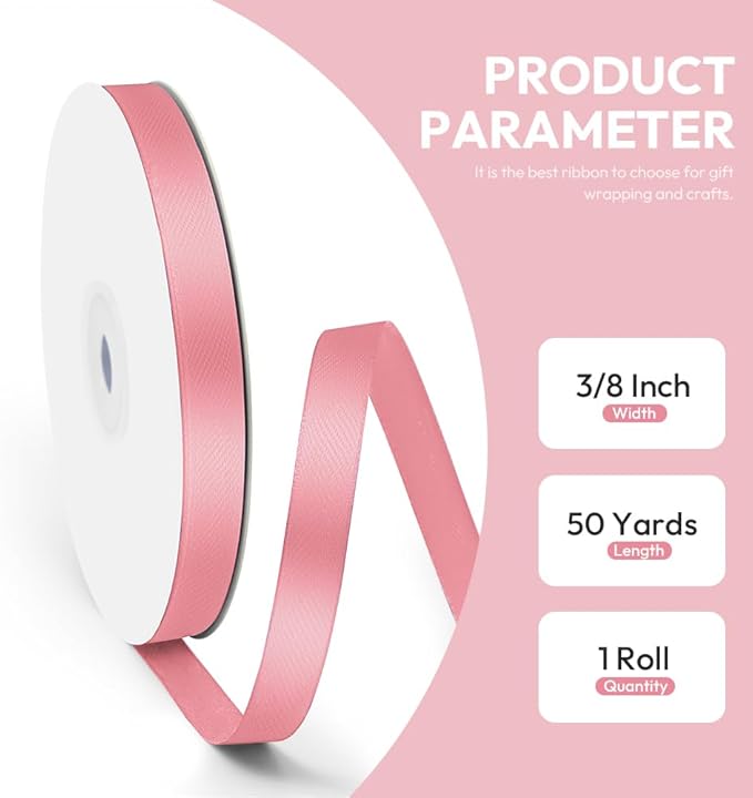 3/8" x 50 Yards Satin Ribbon - Image 2