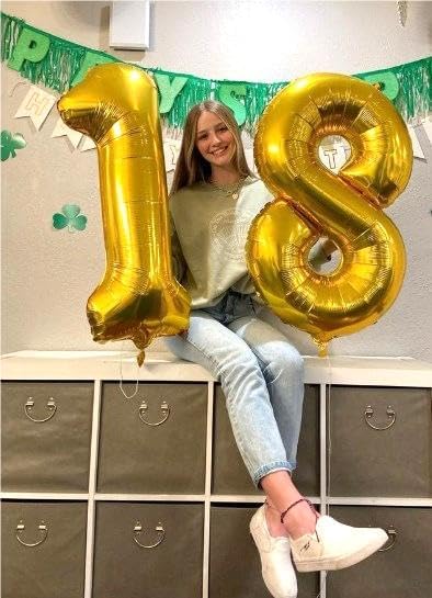 Gold Mylar Number 18 Balloon 40 inch, Number 18 Birthday Balloon - Image 5