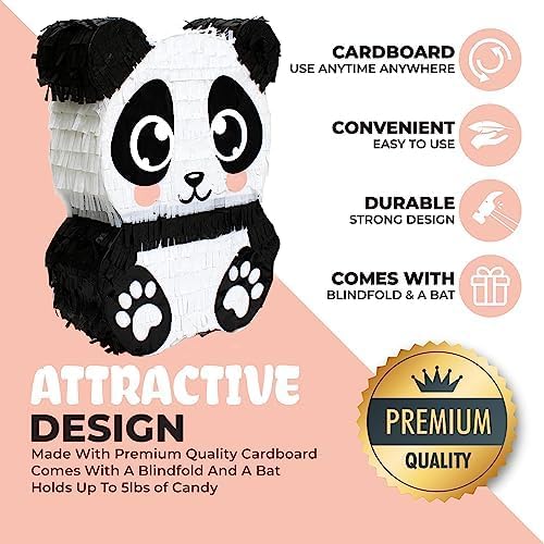 Panda Pinata, Hand Made Animal Pinata Perfect - Image 4