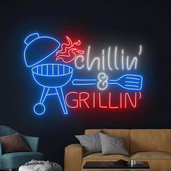 Chilling And Grilling Neon Light, BBQ Neon Sign, Barbecue Led Light, Grill Led by BELISAMA