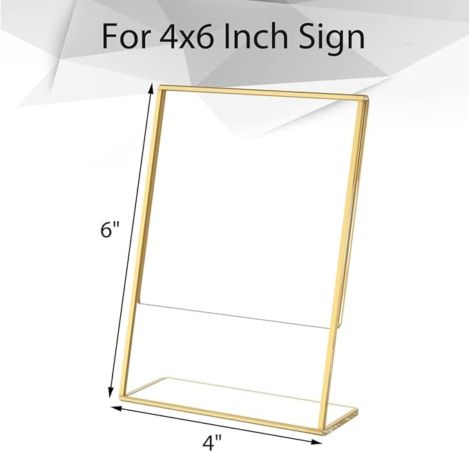 NIUBEE 4 x 6 Gold Frames, 6 Pack Acrylic Slanted Back Gold Picture Frames - Image 2