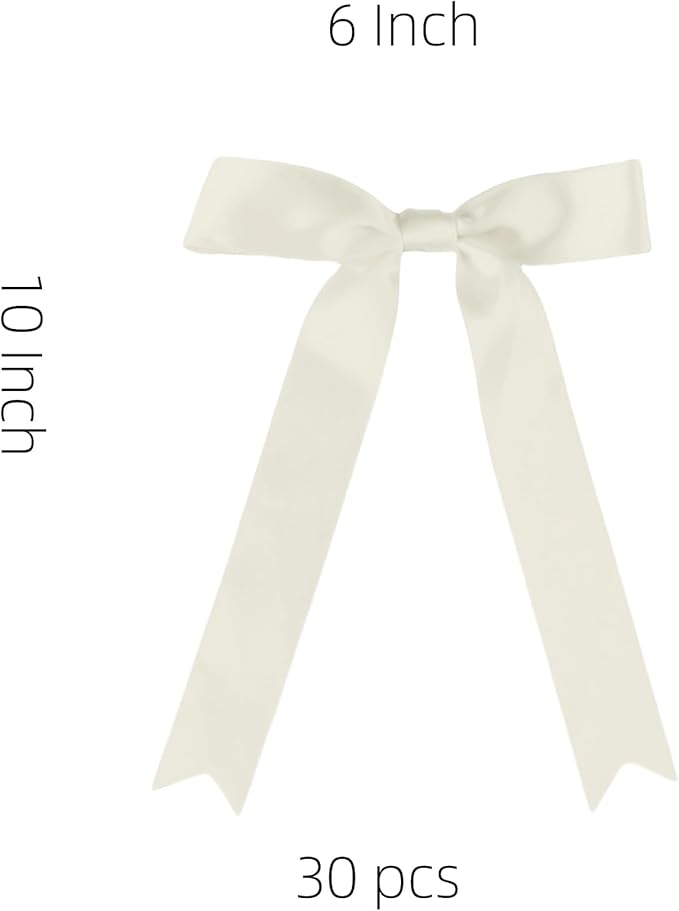 30 Pcs Ivory Satin Bows 6 X 10 Inch Premade Bows - Image 2