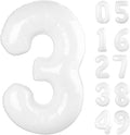 40 Inch White 3 Large Number Balloon, 3 13 23 30 33 36 White Birthday Party by Upgesy