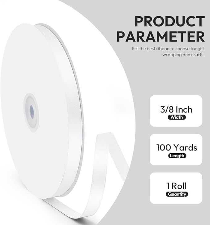 3/8" x 100 Yards Satin Ribbon - Image 2