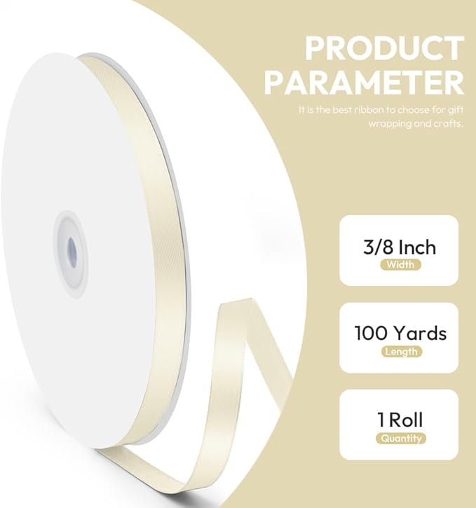3/8" x 100 Yards Satin Ribbon - Image 2