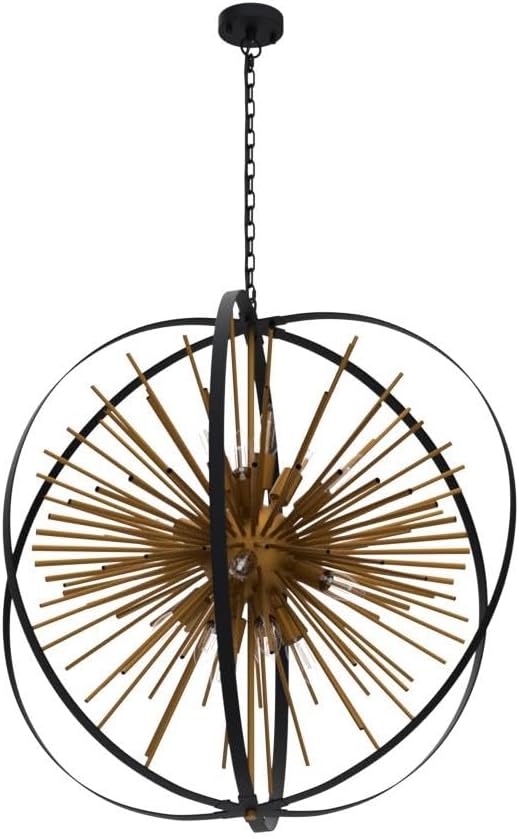 31.5" Black Gold 16-Light Globe Sputnik Chandelier Modern Industrial Adjustable - Image 4