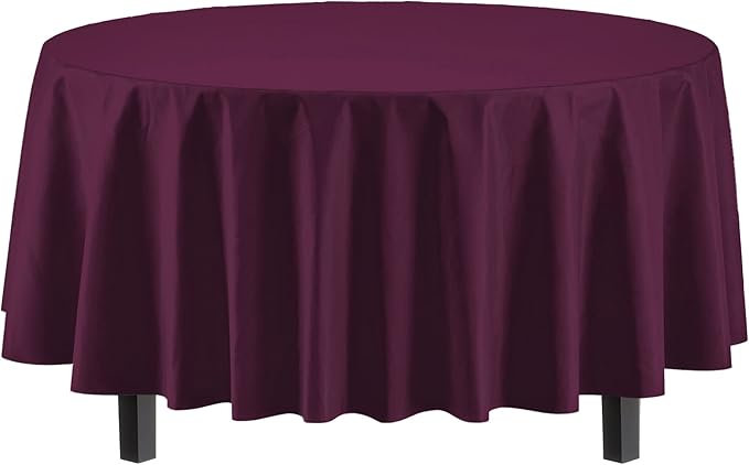 Party Solids Pack Of 12 Premium Plastic Tablecloth 84 Inch Round Table Cover - Image 2