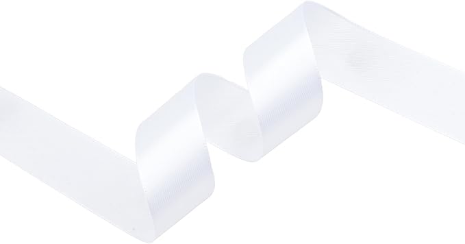 White Satin Ribbon 1 inch X Continuous 50 Yards, Single Face Polyester Ribbon - Image 2