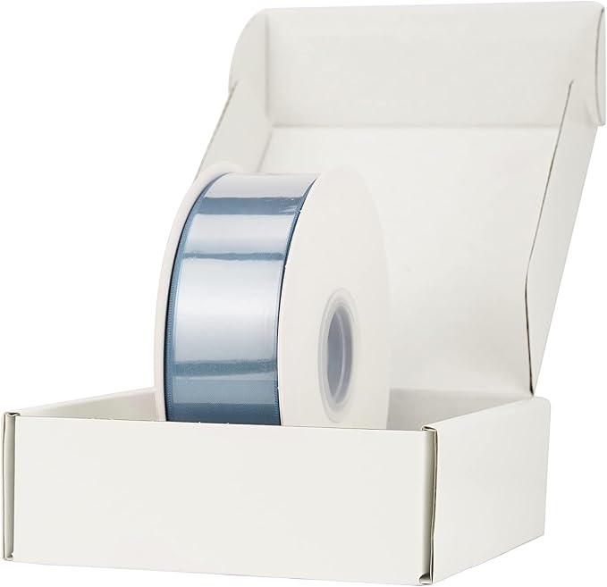 HUIHUANG 1-1/2 inch Double Face Satin Ribbon, Polyester Satin Smoke Blue Ribbon - Image 7