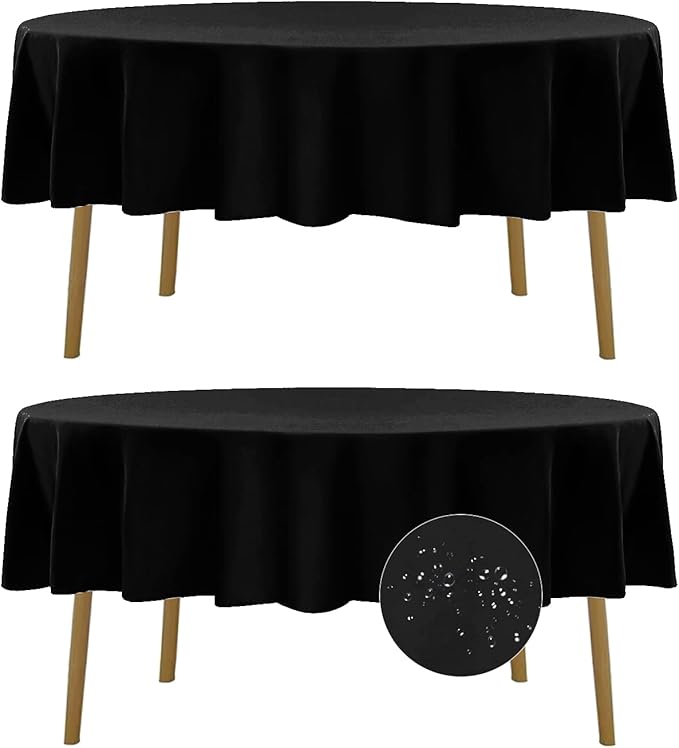 Fokitut 2 Pack Waterproof Round Tablecloth, 70 Inch, Stain Resistant and by BalsaCircle