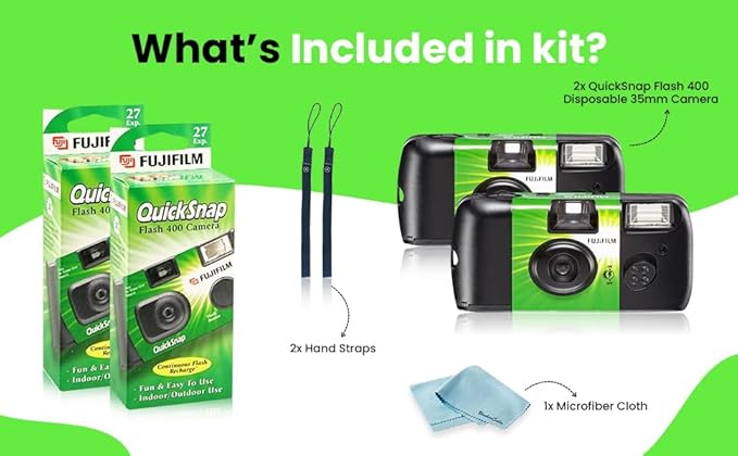 Fujifilm QuickSnap Flash 400 Disposable 35mm Camera • 2 Pack • 2 Hand Straps • - Image 7