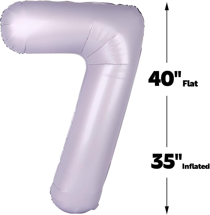 Digital Number 7 Lavender Birthday Balloon 40 Inch, Foil Balloons - Image 3