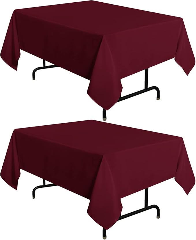 sancua 2 Pack Burgundy Tablecloth 54 x 54 Inch, Stain and Wrinkle Resistant by sancua
