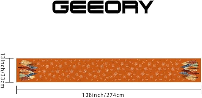 GEEORY Fall Watercolor Trees & Maple Leaves Table Runner 13x108 Inch, Rustic - Image 2