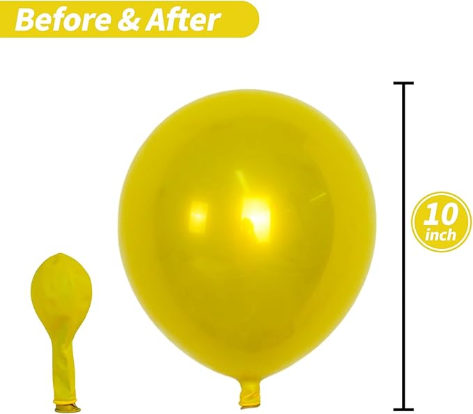 Chrome Yellow Balloons, Shiny Thick Chrome Metallic Latex Helium Balloon - Image 4