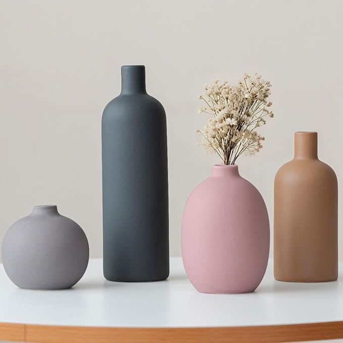 Modern Ceramic Vase Set, Neutral Colors, Decorative Vases by Vaurcesavase