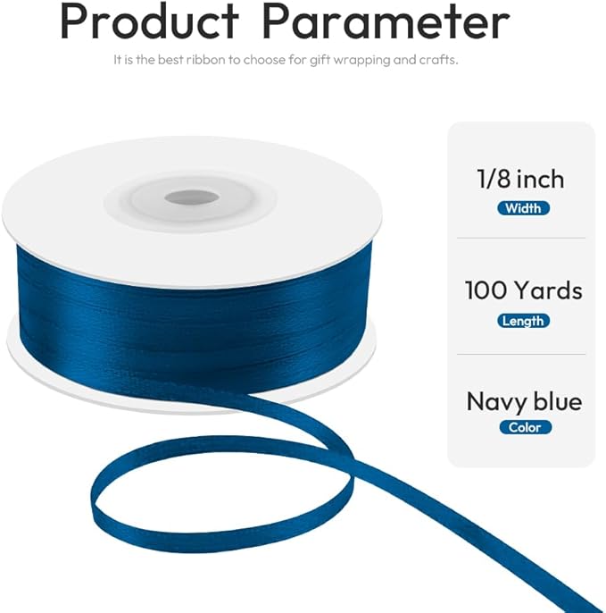 1/8" x 100 Yards Double Faced Satin Ribbon - Image 2