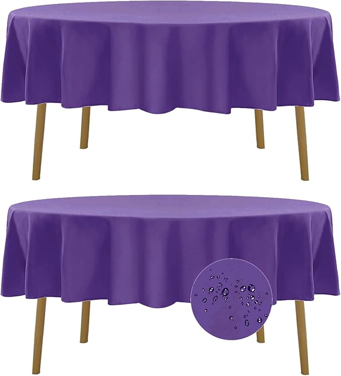 Fokitut 2 Pack Waterproof Round Tablecloth, 90 Inch, Stain Resistant and by BalsaCircle