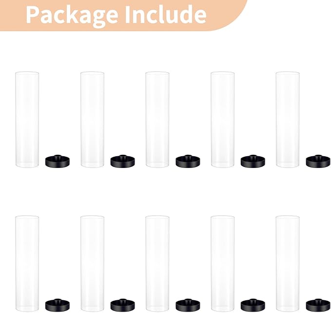 NUPTIO Black Taper Candle Holders: 10 Pcs Bulk 11.81 inch Tall Hurricane Glass - Image 7