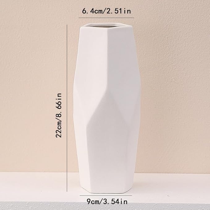 White Ceramic Vase – Modern Minimalist Flower Vase - Image 3